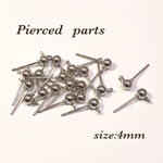 4mm 20個☆シルバー☆カン付きピアスパーツ 丸玉
