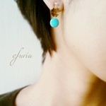 turquoise　＆　golden　teak　earring