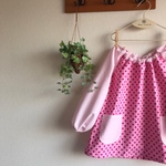 size*110 PopDots　ピンク×ピンク　ドット柄 スモック