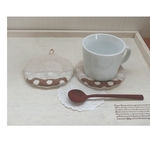 ナチュラルブラウンドットの＊まーるいふっくらコースター＊リバーシブル♪同色２枚セット