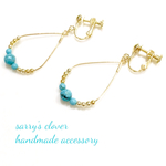 【送料込み】ターコイズ×ゴールド(type A) フープイヤリング