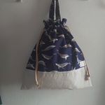 体操服入れ きんちゃく袋 くじら柄 紺色