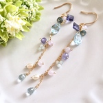 【新春SALE】14kgf・華やか天然石ピアス（ブルー）　 