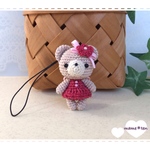 おめかしmameくまちゃんストラップ(レッド)