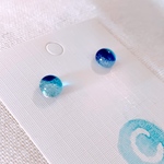 琉球ガラスの一粒ピアス#35 海の泡MIX