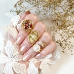 薔薇とラベンダーが埋め込まれたキレイめリング✩.*˚