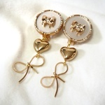 リボンカボションイヤリング❥送料無料