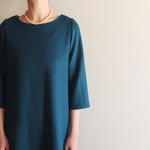 *深緑色カシミア混ウールのワンピース*Mサイズ