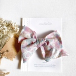 新作☘ カーサノンナ別注　リバティリボン pinwheel   bow ヘアリボンクリップピン ウィルトシャー　ピンクモーヴ　 Mサイズ