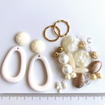 //ビーズ アソート//アイボリー系 ハンドメイド パーツ ビーズ アクリル 素材 ピアス イヤリング カボション a-118
