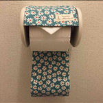 花柄水色＊トイレットペーパーカバー