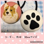 おすましワンちゃん 犬柄 くるみボタン ヘアゴム 38mm×2 コーギー、肉球