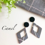 大ぶりグレンチェックピアス／イヤリング