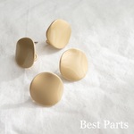 6pcs ピアスパーツ ウェーブラウンド マットゴールド