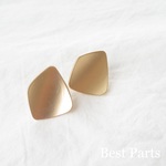 4pcs ピアスパーツ トラぺゾイド マットゴールド