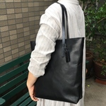 牛革　トートバッグ　縦型　クロ　☆送料無料