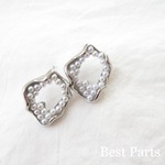 2pcs デザインピアス パールデザイン シルバー