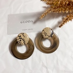 大ぶり グレーアクリル×パイソンピアス パイソン 大ぶりピアス マーブルピアス アレルギー対応 樹脂 サークルピアス カジュアル 上品 式 お呼ばれ 