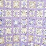 【送料無料】うす紫色×水色♡手編みブランケット