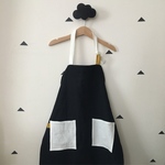  キッズ リネン エプロン  くろ