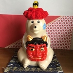 [セット売り]　しろくま貯金箱　鬼さん帽