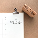 書き込めるアンティークリボンの消しゴムはんこ