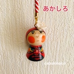 てるてる坊主型　だるまっぽ　あかしろ(赤白色の根付け)