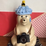 しろくま貯金箱　鬼さん帽