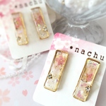 桜のスクエアバーイヤリング