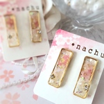 桜のスクエアバーイヤリング