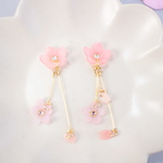 桜のアシンメトリーノンホールピアス（桃桜）