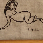 ミューズ刺繍のリネンポーチ　Ⅱ