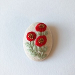 【再販】Hana 刺繍ブローチ  朱色