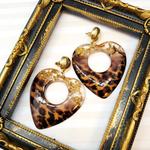 数量限定　1ペア☆  ゴージャスツートンカラー　ラメxレオパード　インポートピアス  ハンドメイド　アクリルストーン　ストーン アクリルパーツ　