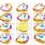 10×14トパーズオーロラのしずく型ドロップA級ガラスストーン☆