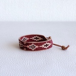 DIAMANT ビーズ織りブレスレット（BORDEAUX x PINK x COPPER)