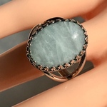 再販　海の宝石・・大粒のアクアマリン ring(SV925可能・８～２２号）