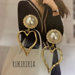 RUKIRIRIA #233 ハートピアス  パールピアス 大ぶりピアス 大ぶりイヤリング 