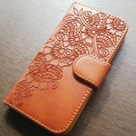 iPhone6/7/8 花柄レザー手帳型ケース