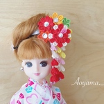 つまみ細工 髪飾り りかちゃん 人形着物 ドール【受注生産】