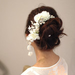 hair garland:揺れるヘアガーランド；コットンパールピン付