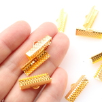  (50個) 20mm ワニロ留め具 ワニカン リボン留め リボンエンド デザイン ひも留め おしゃれ 多用途 金属  お ピアス パーツ ゴールド   ゴールドフープ  