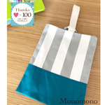 帆布のシューズバッグ【ターコイズ×グレーストライプ】