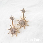 2pcs ピアスパーツ ビジュースター ゴールド