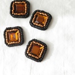 2pcs ビジューカボション フェルト ブラウン