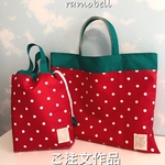 ご注文作品　いちごの上履き入れ＆レッスンバッグ🎶