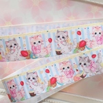 【7276】2m300円 25mm幅 グログランリボン ネコ　キャット　猫　ゆめかわ