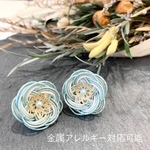 【MERY掲載】水引 イヤリング ピアス 「絢」 ラメブルー