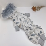 イタグレ服LL プルーム柄キルトニット  ロンパース 犬服