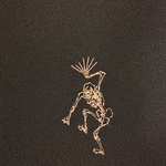 NEW 刺繍半衿  縮緬 Dancing Skeleton 暁斎 踊る骸骨さんリバース 洗えるガイコツハロウィン